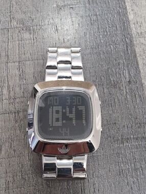 adidas Silver Digital LED Bracelet Watch with Square Face
